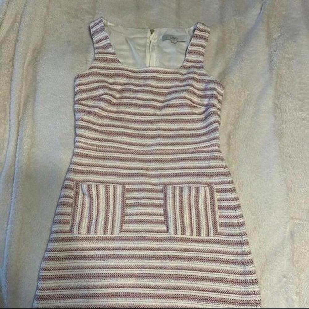 LOFT Striped Sleeveless Tweed Shift Dress - Size 2